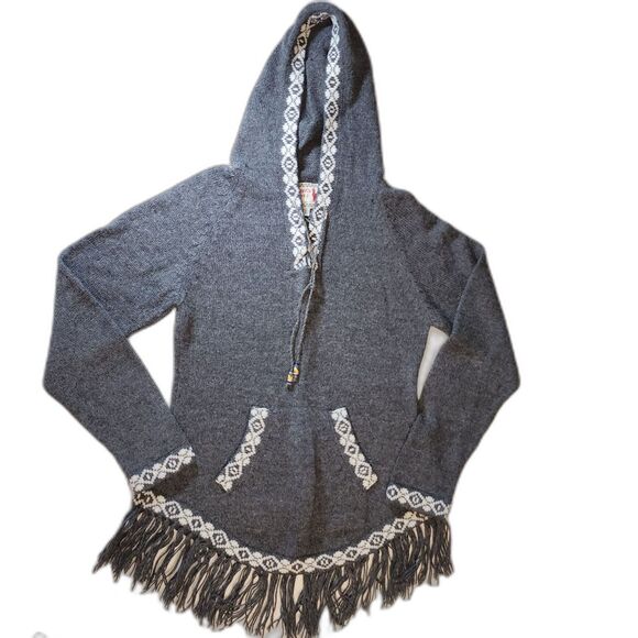 Alpaca Imports Grey Handmade Peruvian Alpaca Knit Sweater Hoodie Size S - Picture 1 of 7